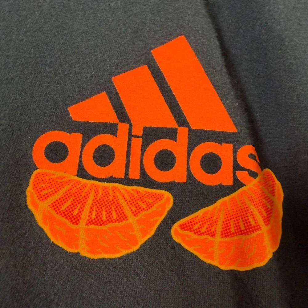 Adidas Amplifier Tee T-Shirt Men's Black Orange Citrus Graphic Crewneck - Medium